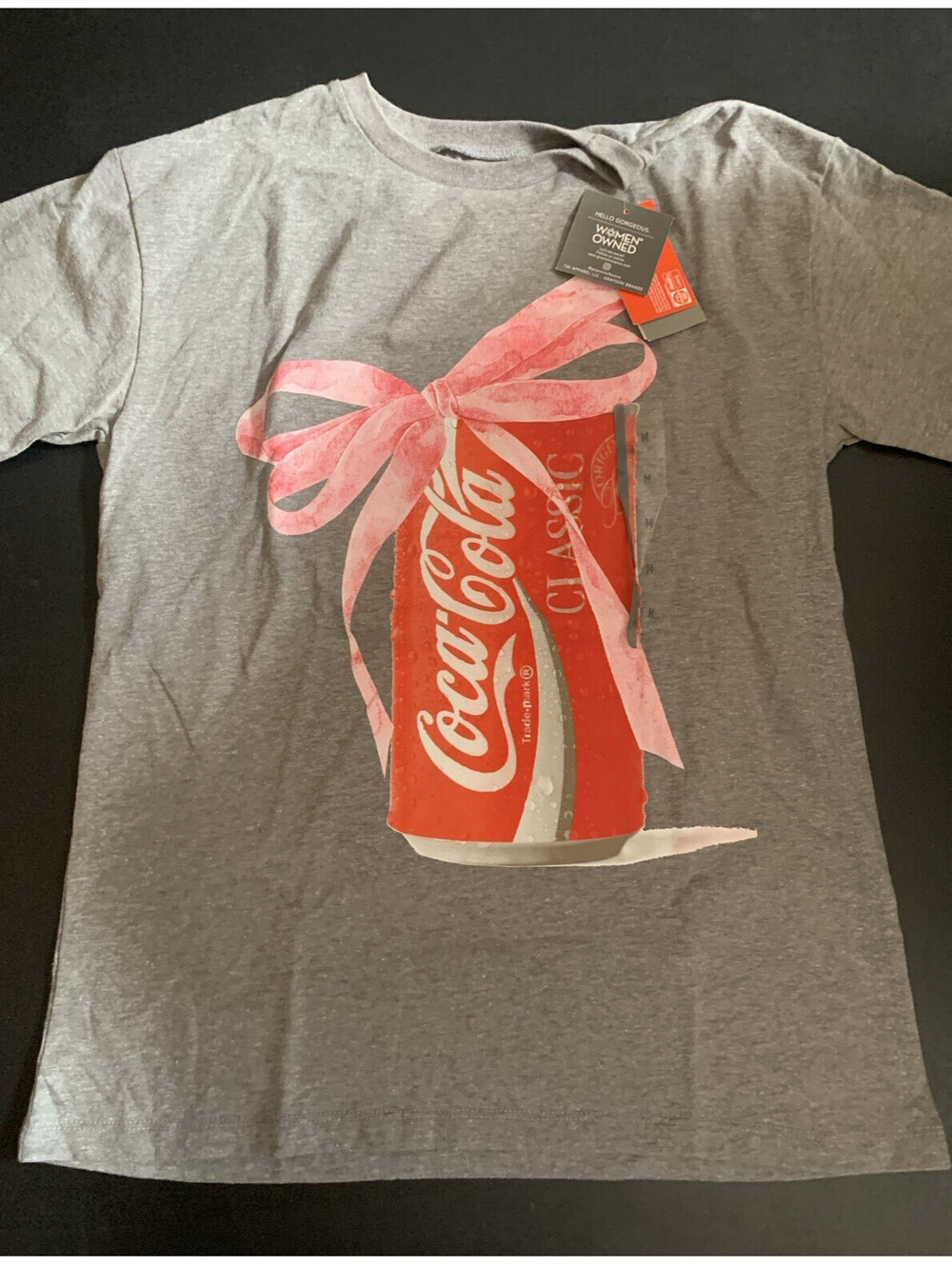 Coca Cola Tee with Bow Size Medium Gray NWT